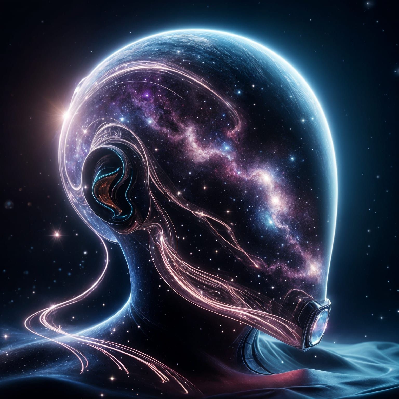 Cosmic Landscape Reflected in Mass Effect Helmet Visor