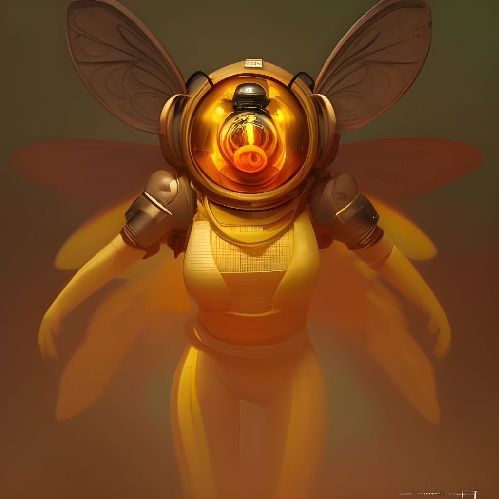 Nuclear Worker Bee Mural in Art Nouveau Style