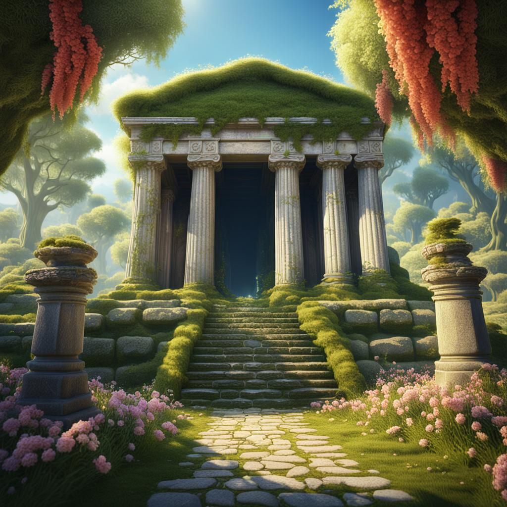 Ancient Greek Temple on a Sunny Day