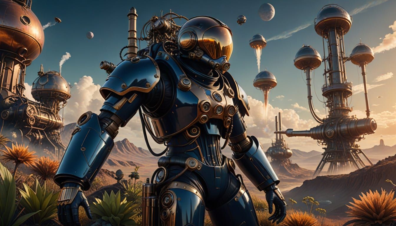 Surreal Afro-Futurist Goddess Stands on Alien Planet Bluff