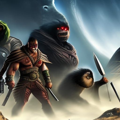 Gypsy Warriors Clash in Dark Fantasy Landscape