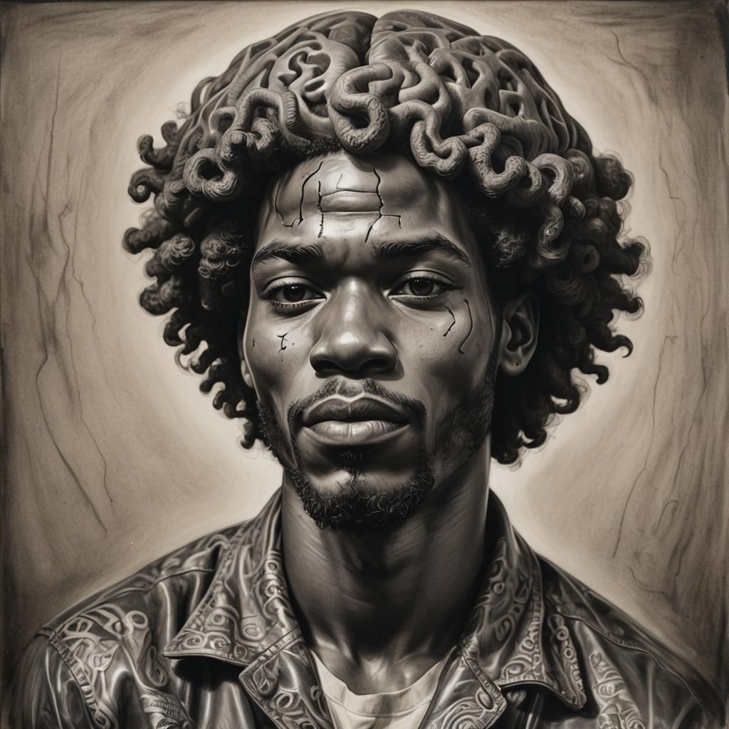 Hopeless Romantic in Glass Figurine: Charcoal Drawing