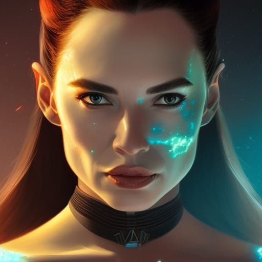 Star Trek Vulcan Woman Portrait in Art Nouveau Style