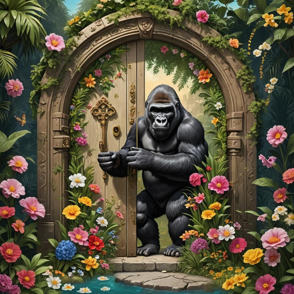 Gorilla with Key, Impasto Style