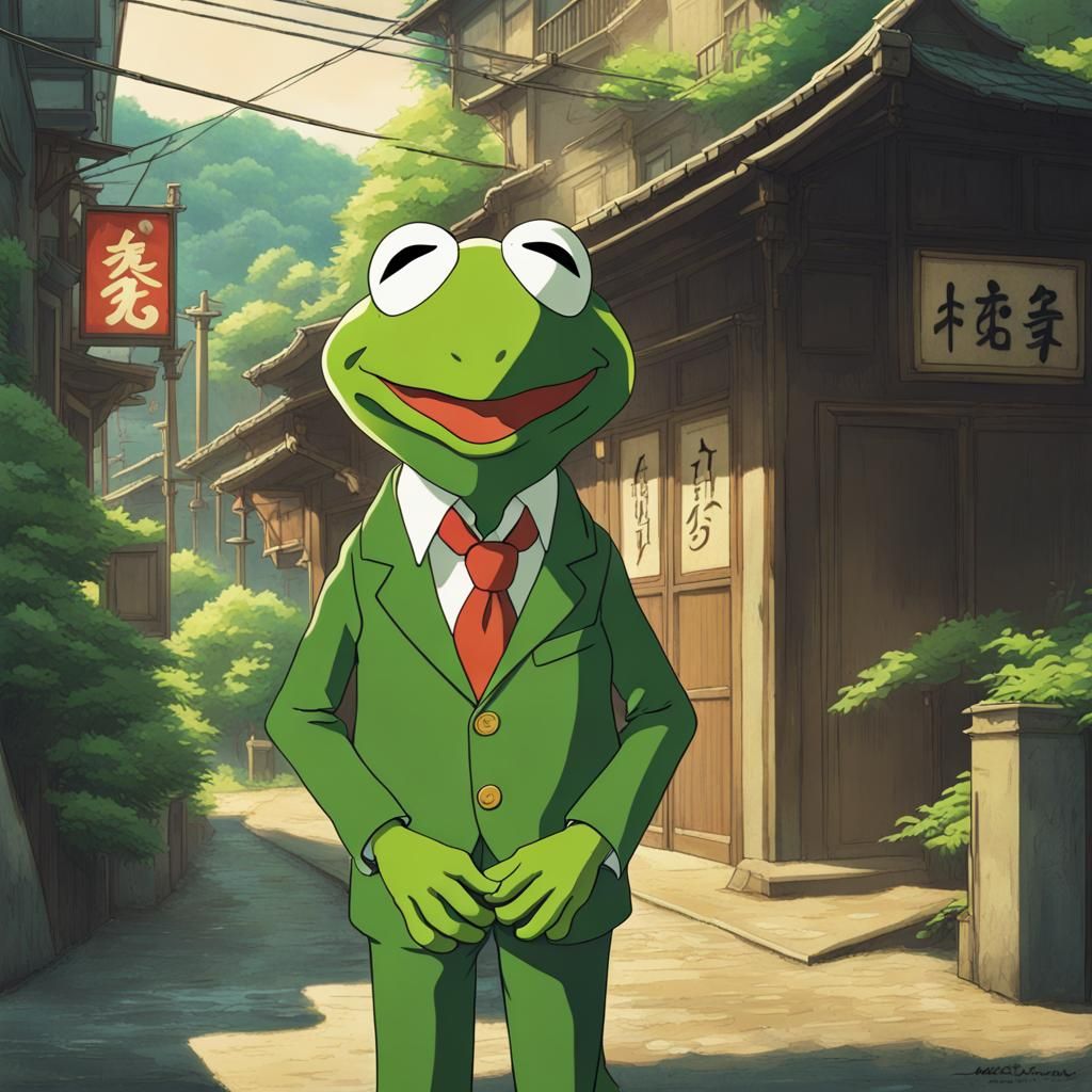Kermit in Yakuza Style, Ghibli Anime Visual