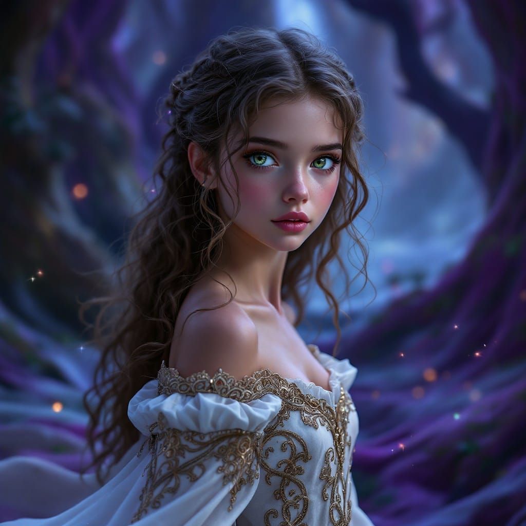 Fantastical Girl in Celtic-Inspired Fantasy Gown