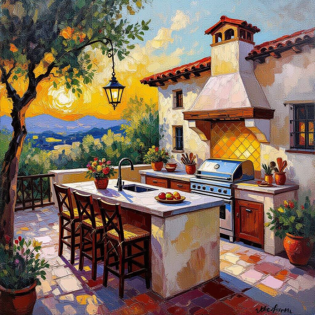 Renaissance Kitchen Masterpiece in Neo-Impressionist Style