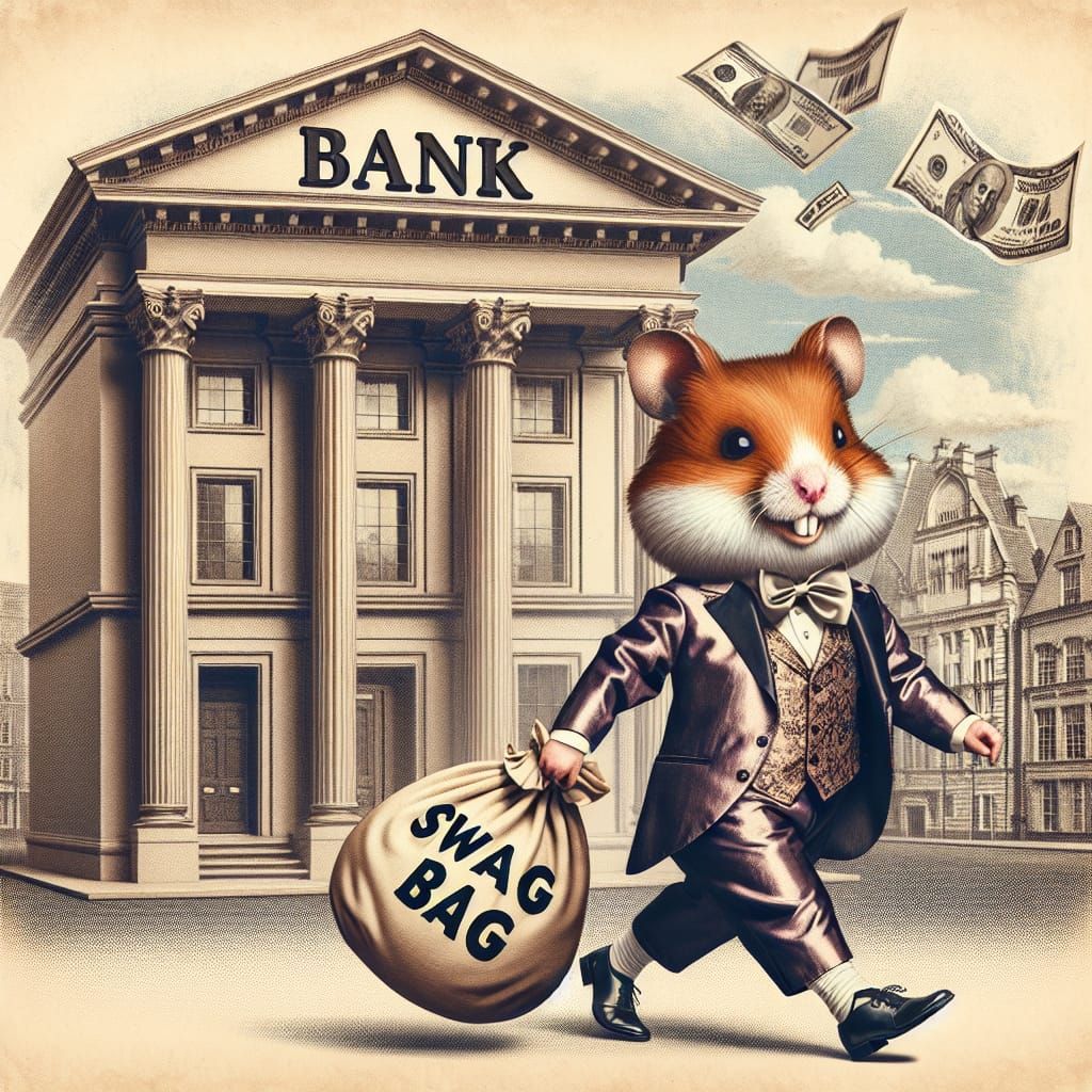 Comical Hamster Banker Dropping Money: Anthropomorphic Art