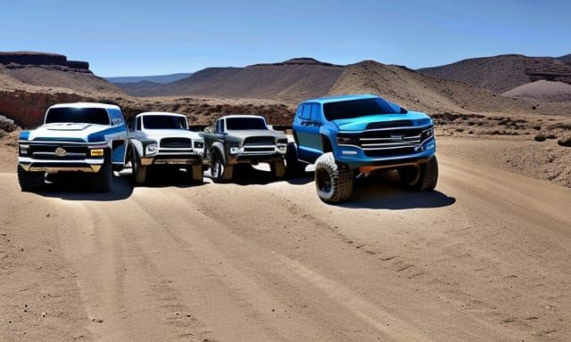 Three Trucks Rock Climbing Off Road