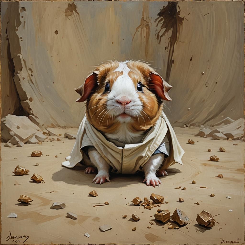 Anakin Skywalker as Guinea Pig, Oil Painting