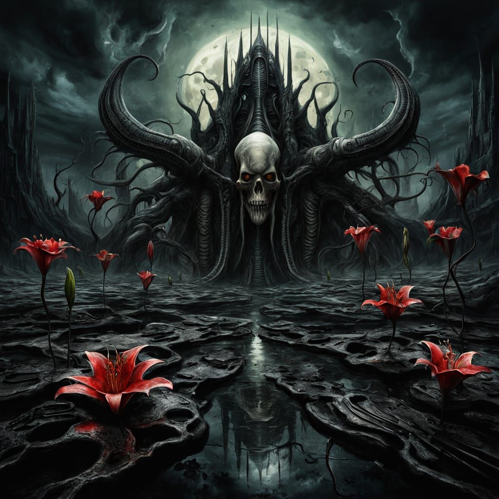 Surreal Lilies in Alcohol Ink Style Digital Art