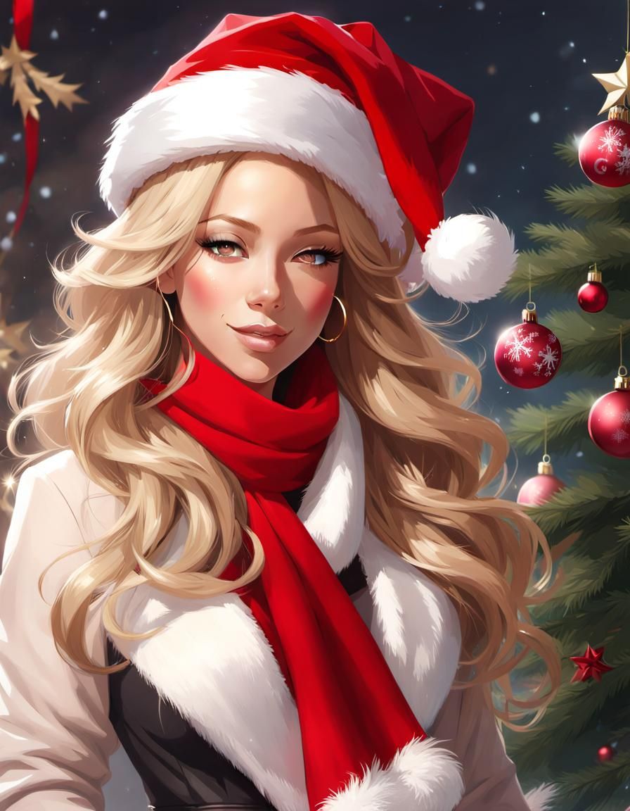 Ethereal Mariah Carey Christmas Portrait in Cottagecore Styl...