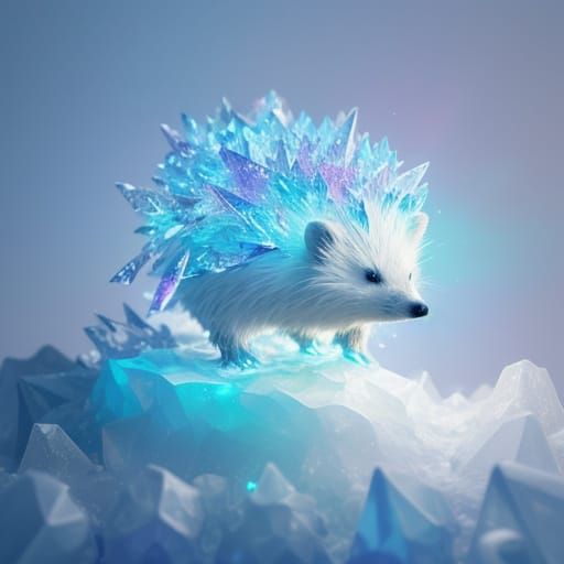 Ethereal Snow Hedgehog Dreams on Celestial Clouds