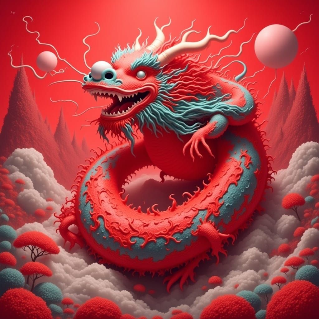 Chinese Dragon in Red Rising Style