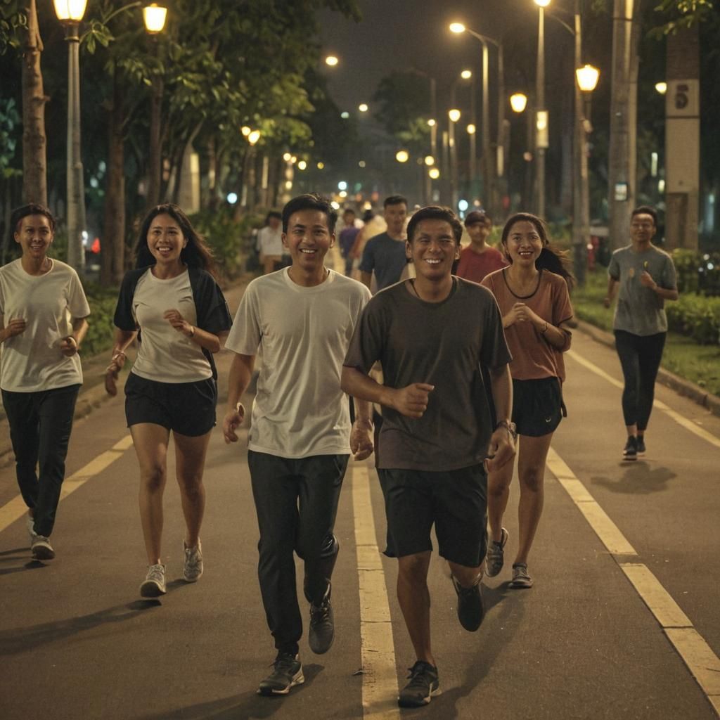 Indonesian Couples Embrace Nighttime in Cinematic Jakarta