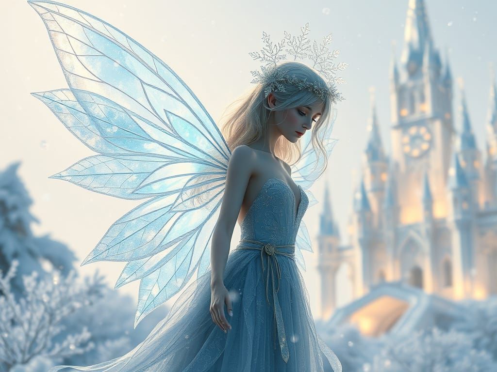 Ethereal Winter Fairy in Iridescent Splendor