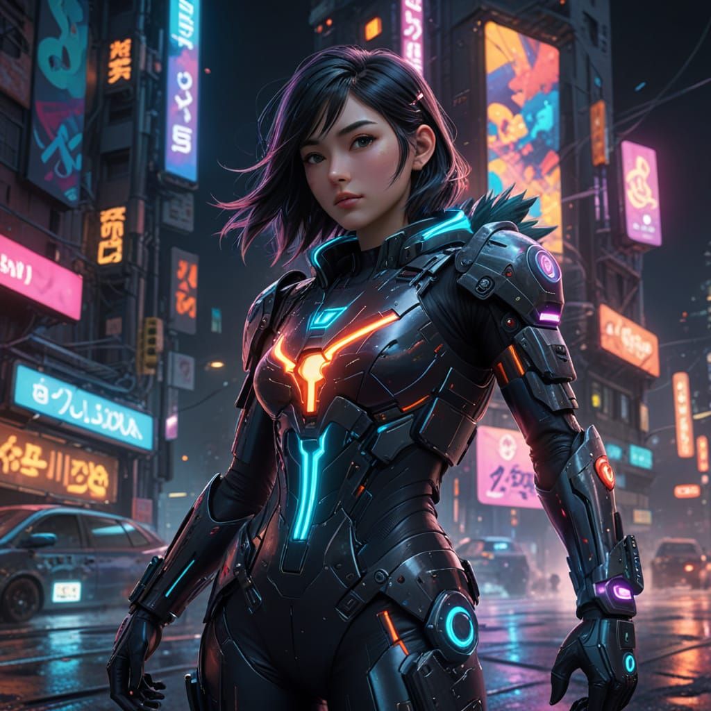 Girl as Nintendo Switch in Vibrant Cityscape