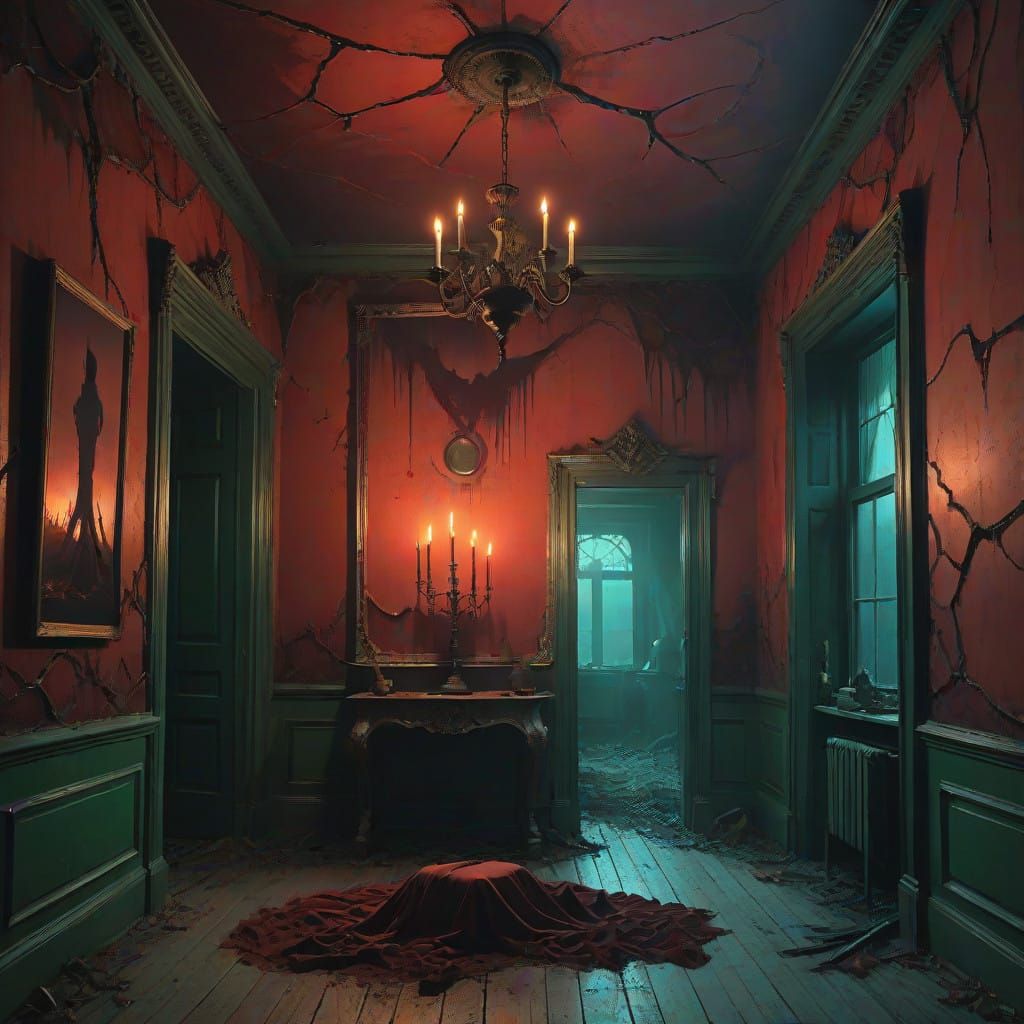 Ethereal Shadow in Decaying Victorian Mansion