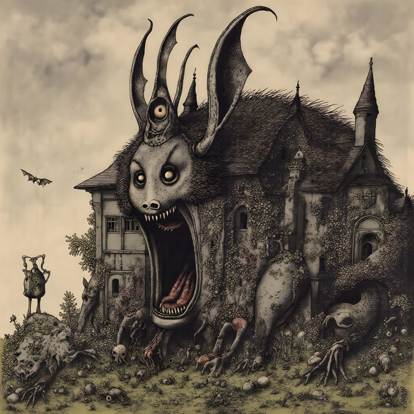 Surreal Screamo Landscape in Dark, Expressionist Style