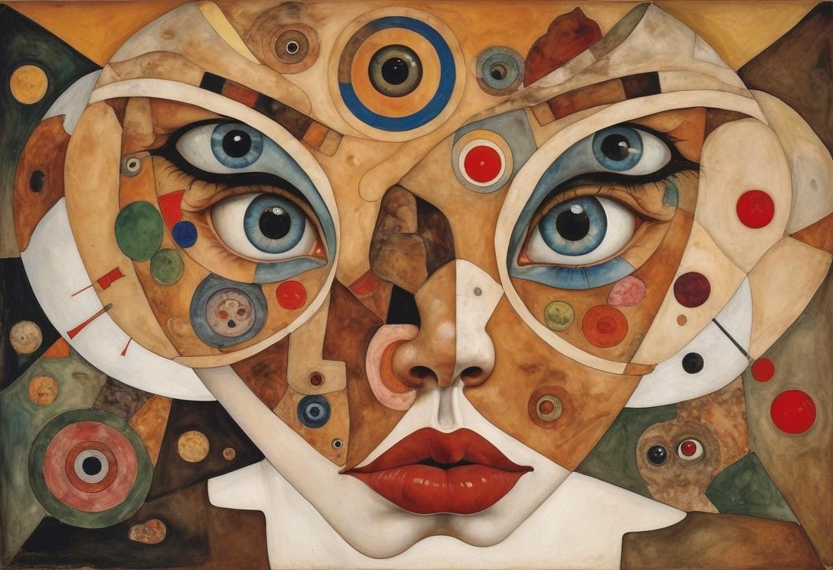 Surreal Four-Eyed Portrait in Expressionist Style