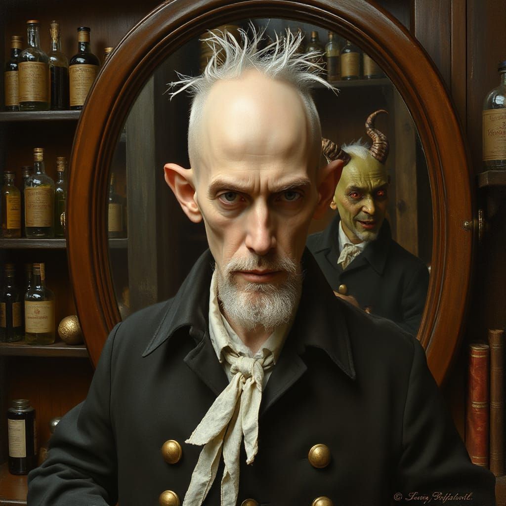 Wicked 17th Century Doctor Faust Portrait in Renaissance Sty...