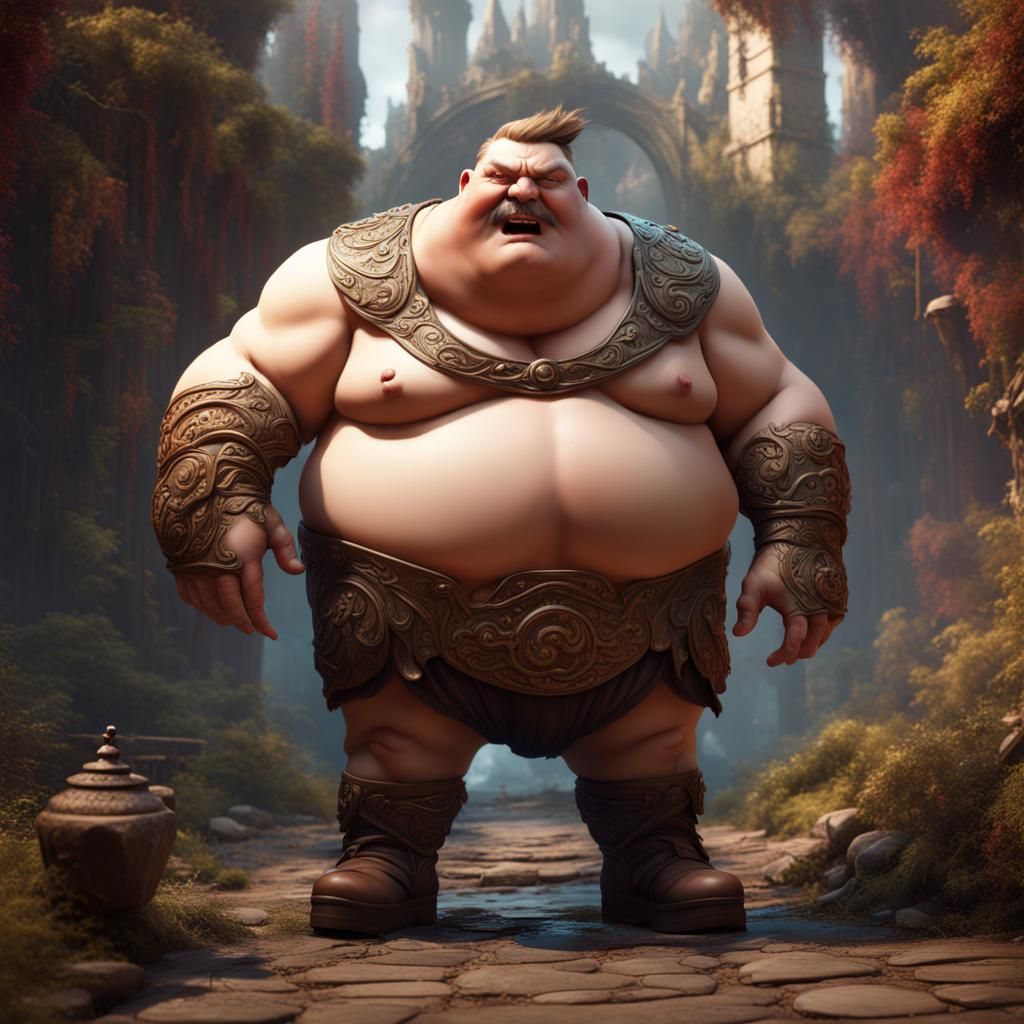 Detailed Matte Painting of a Heavy-Set Man