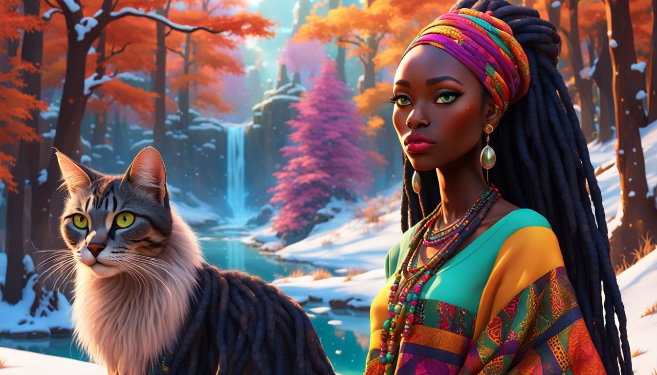 Enchanting Cartoon Girl in Bohemian Style, 3D Render