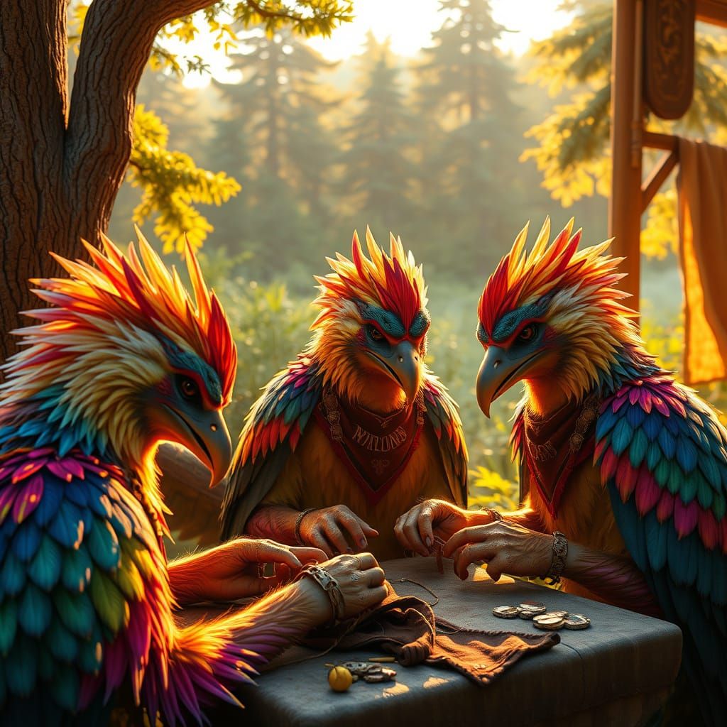 Fantasy Gryphons Sew Survival Bandanas in Lush Charity Camp