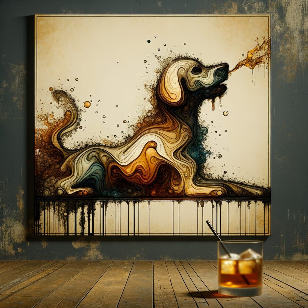 Whiskey Spill Forms Dog Shape in Bauhaus Bar