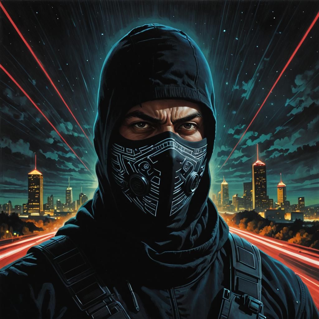 Dark Sinister Balaclava with Glowing Laser Eyes
