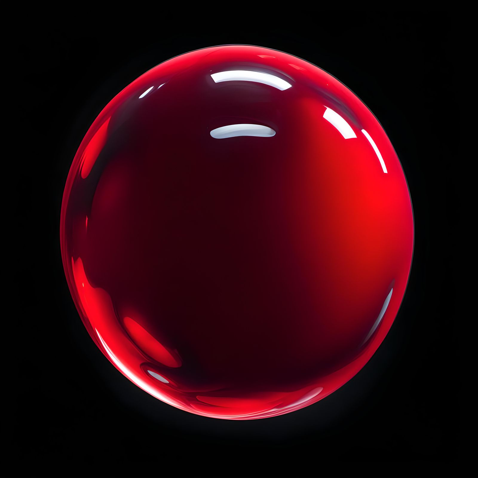 Single Red Bubble on Black Background