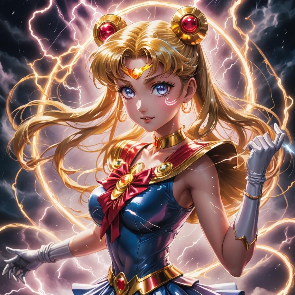 Sailor Moon's Surreal Lightning Power Unleashed