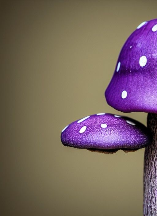 Photorealistic Purple Mushroom with Black Dots