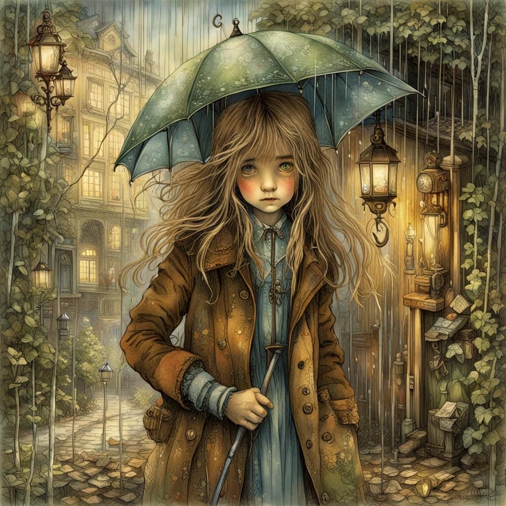 Melancholic Girl in Collage Art Style