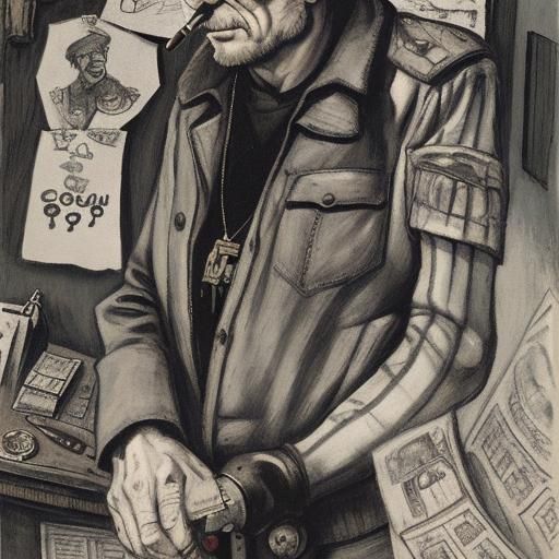 Locksmith Vasya Smokes Cigar: Expressionist Style