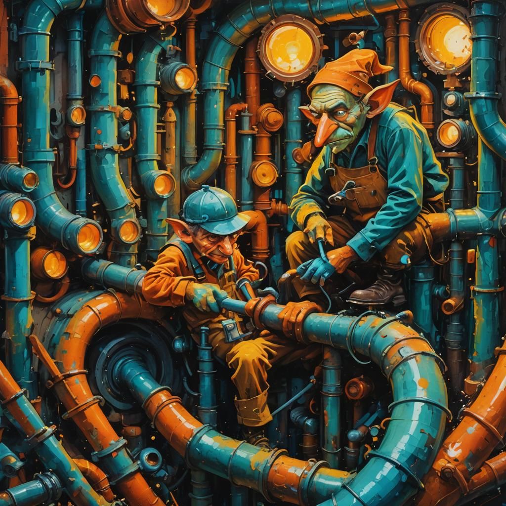 Goblin Plumber in Abstract Expressionism Style