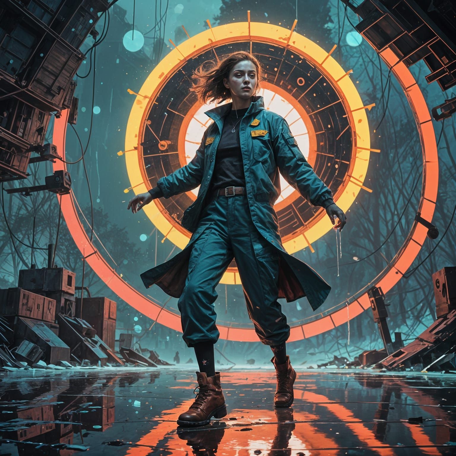 Vibrant Hyperrealistic Discó Dancer in Splash Art Style