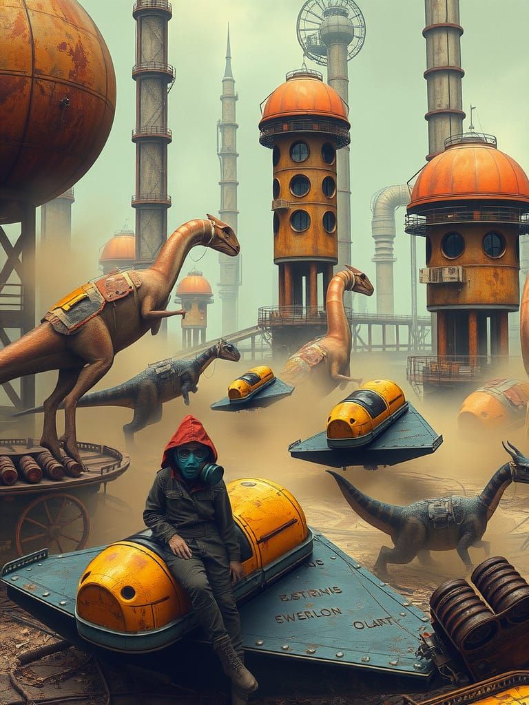 Dystopian Surrealism with Domestic Dinosaurs