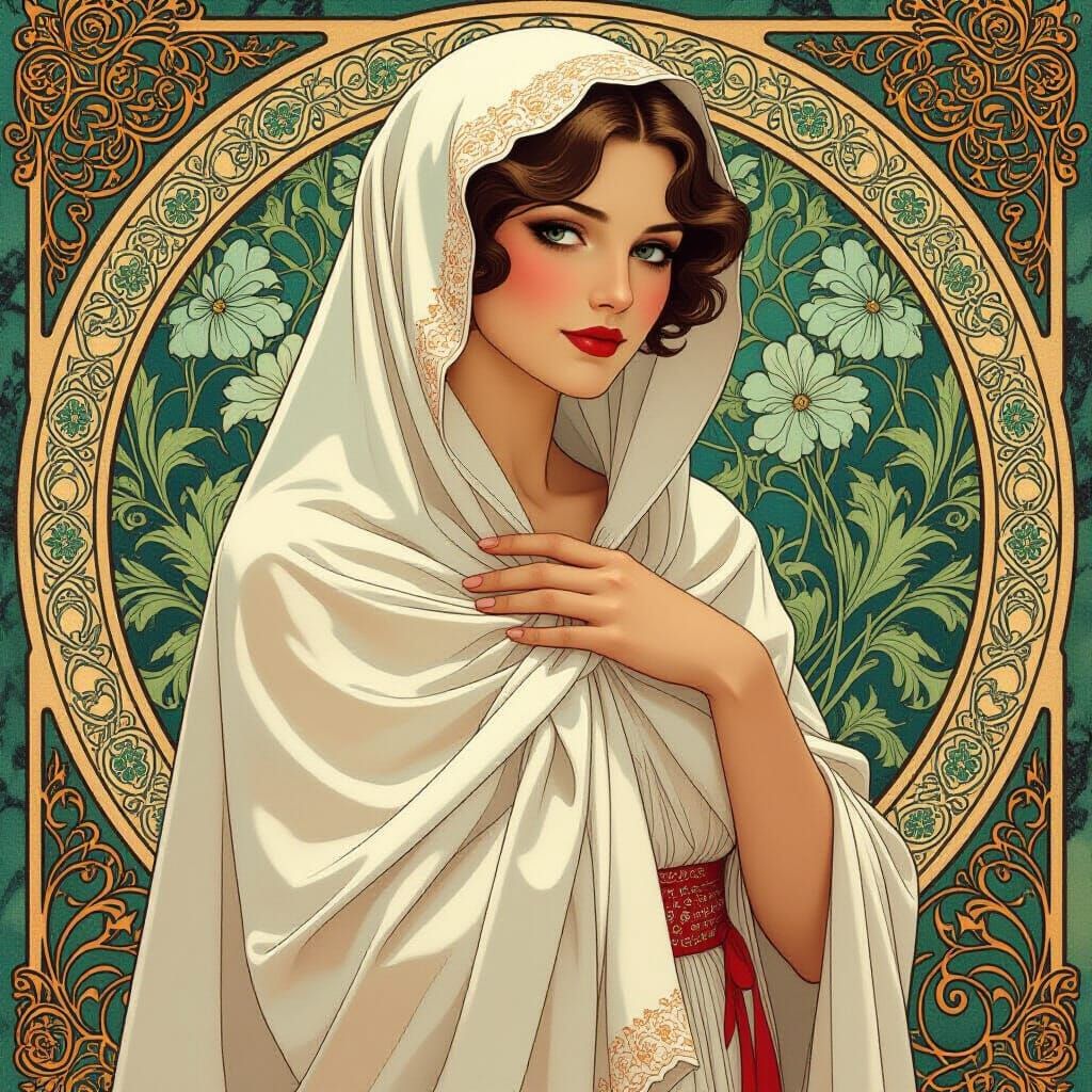 Woman in Shawl, Art Nouveau Style