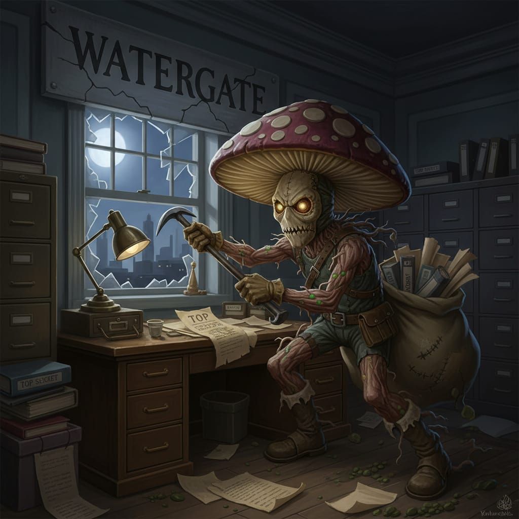 Mushroom Burglar Steals Documents from Watergate