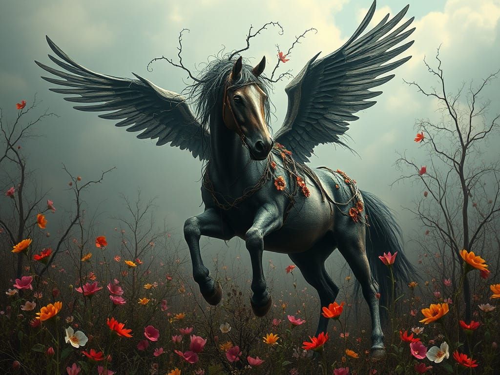 Surrealistic Romanticism: A Haunting Springtime Scene with a...