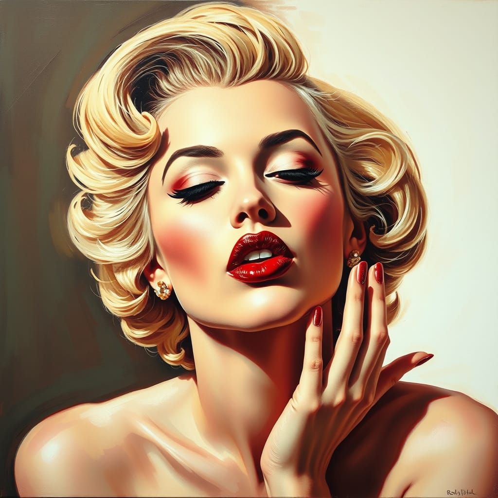 Glamorous 1950s Hollywood Starlet in Soft Focus