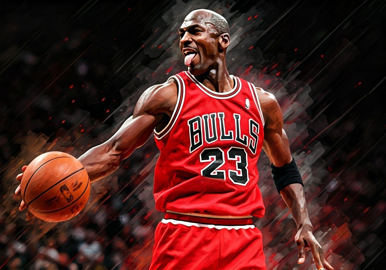 Michael Jordan Dunk in Bold Artistic Style