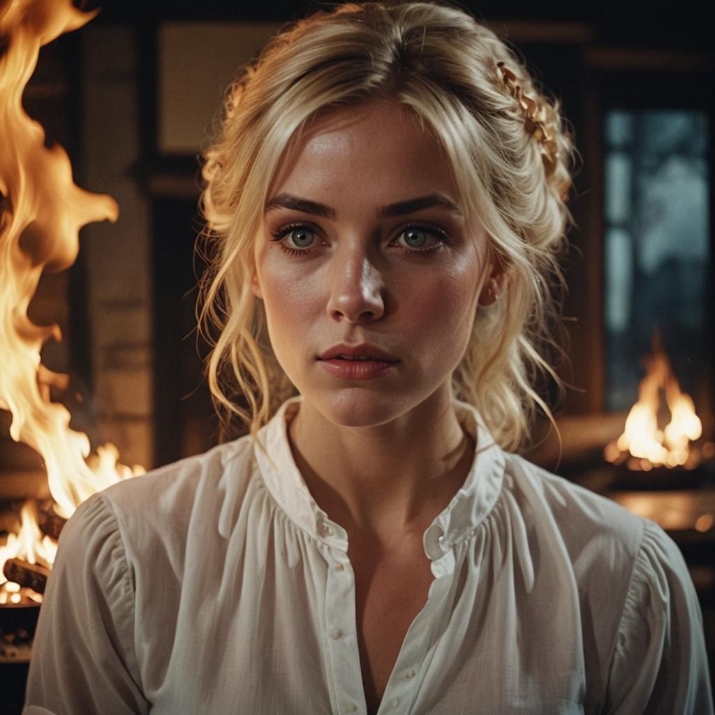 Cinematic Fireside Portrait of Angelique