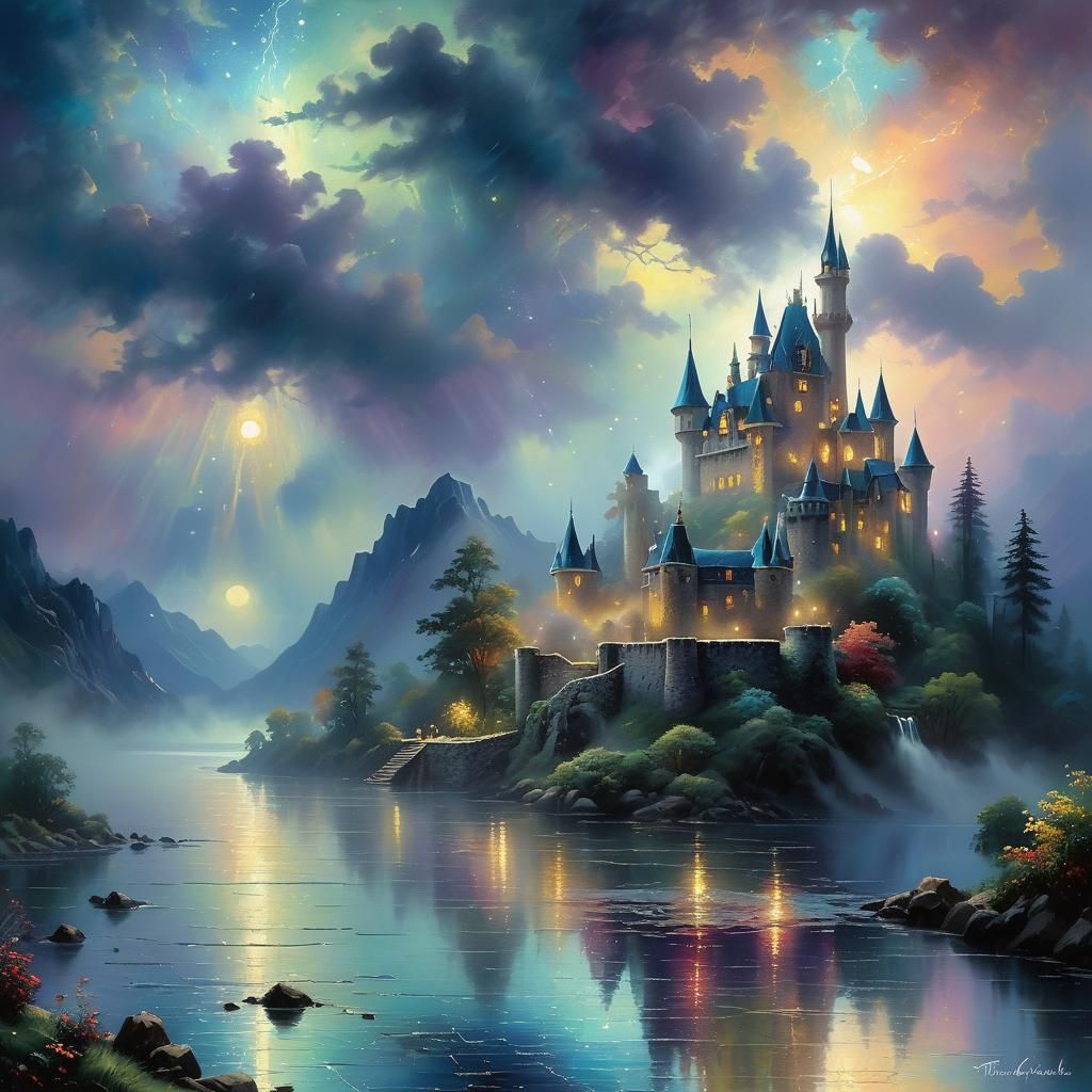 Castles and Dreams Fade: Neo-Impressionist Oil Painting