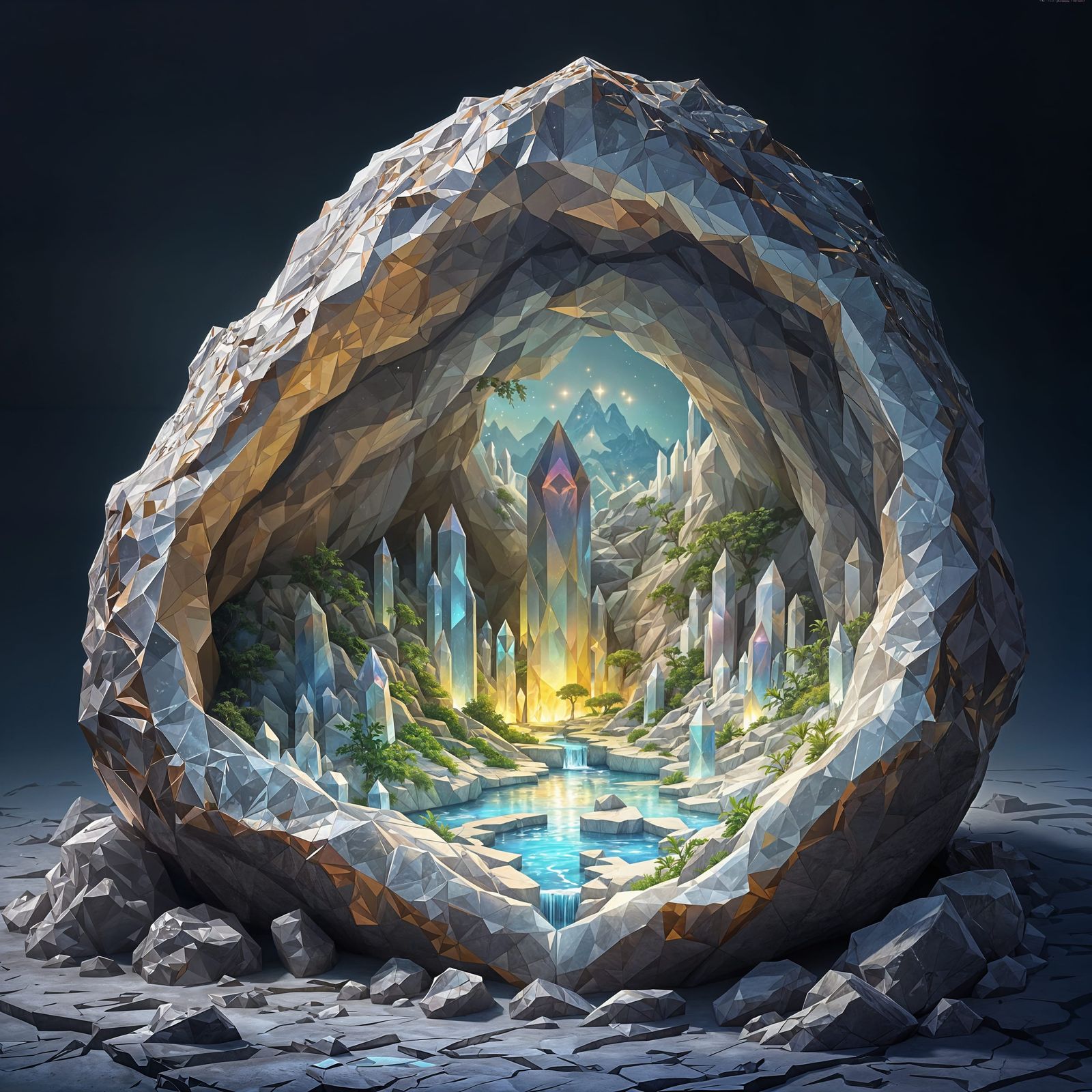 Crystal Cathedral Within Geode