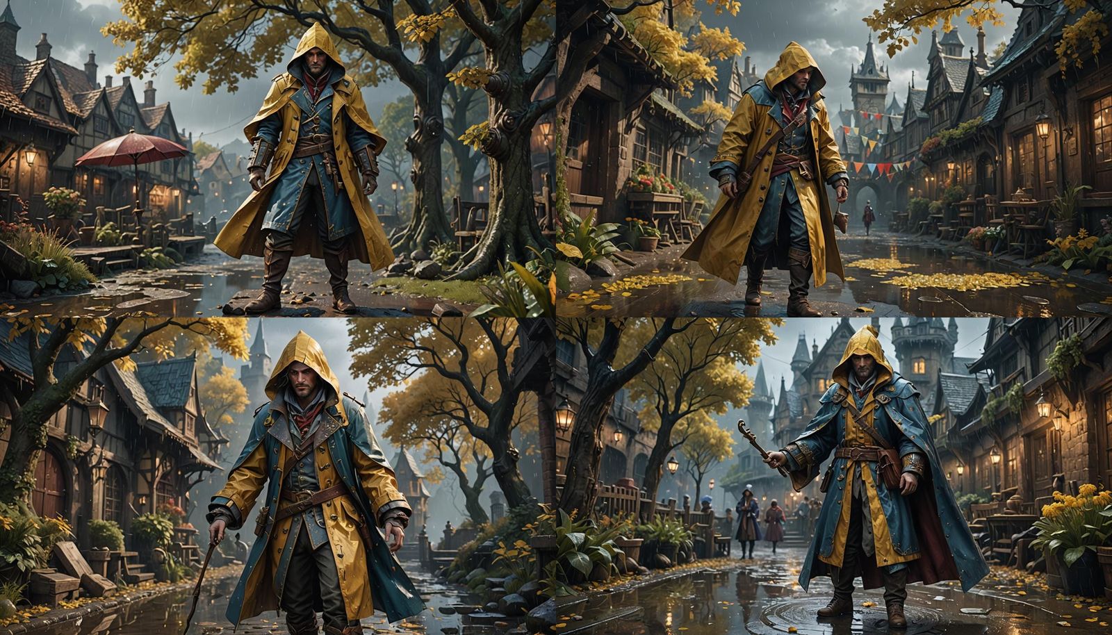 Bard in Raincoat Bows: Fantasy Concept Art