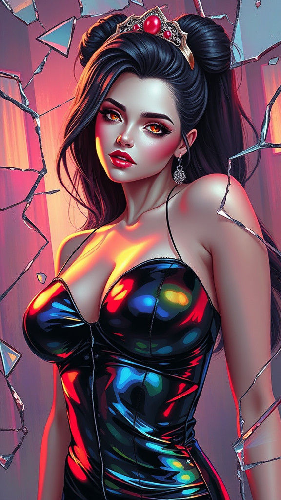 Anime Oil Painting: Latex Queen with Mecha