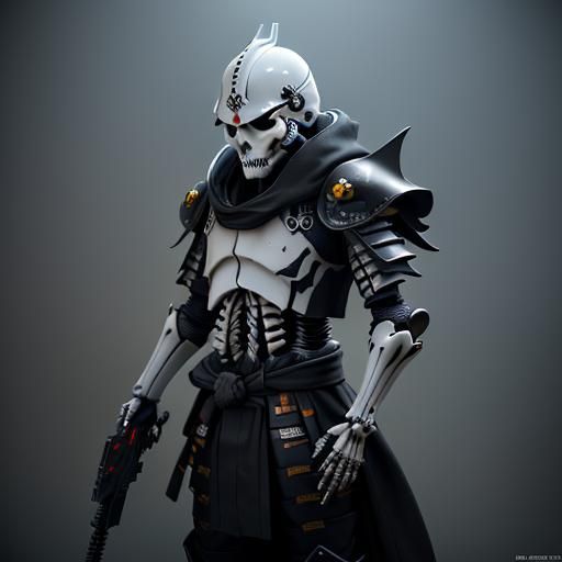 Futuristic Samurai Warrior in Cyberpunk Armor