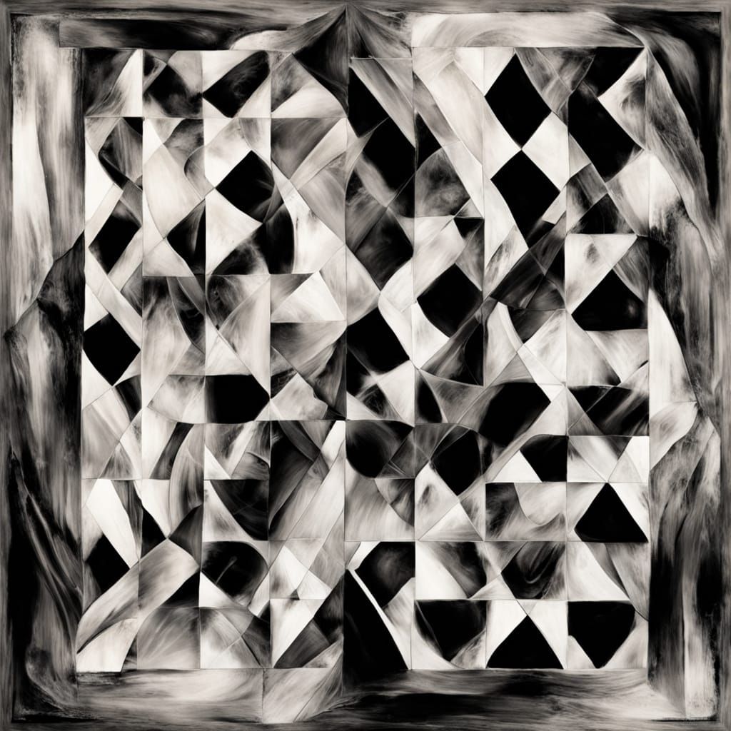 Mysterious Abstract Chessboard in Bold Strokes
